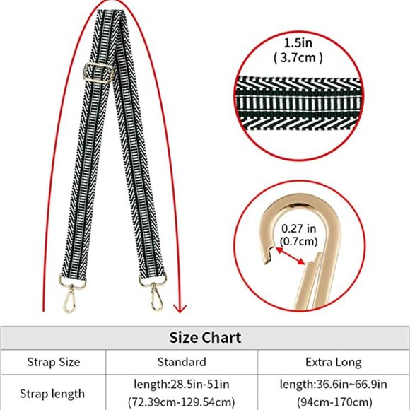 NWT Herringbone Purse Strap Woven Canvas Forest Green Gold Adjustable Removable - Picture 5 of 5